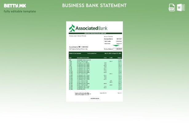 модерен стил Деловниот извештај на Associated Bank Шаблон Word и PDF